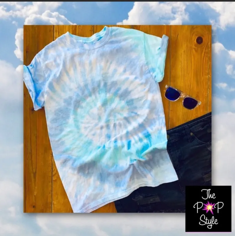 Sky Blue Tie Dye Shirt, Blue Swirl Tie Dye Shirt sold by ThePopStyle