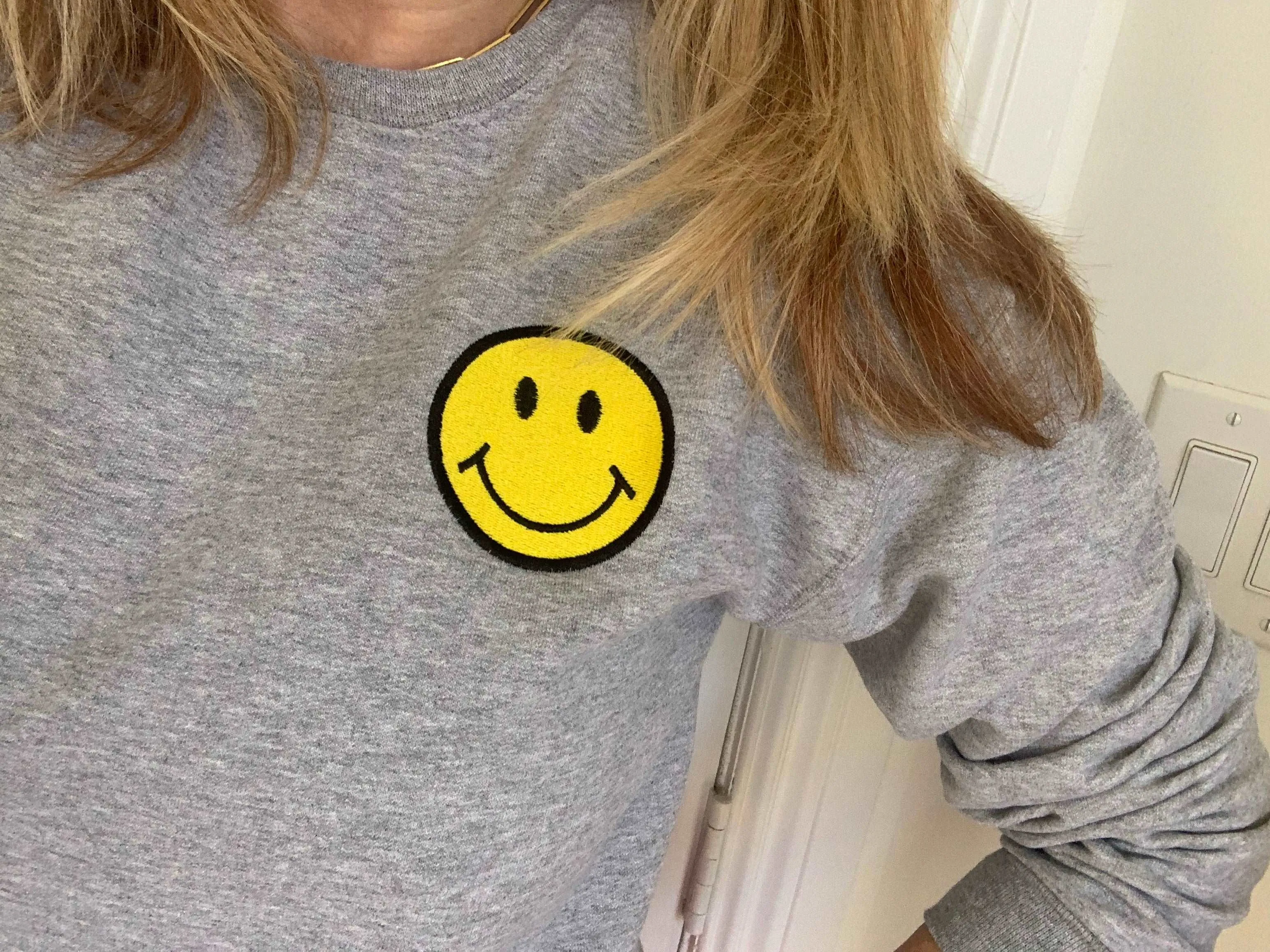 Smiley Sweatshirt, Smile Shirt , Embroidered Smile Shirt sold by ThePopStyle product image thumbnail 2