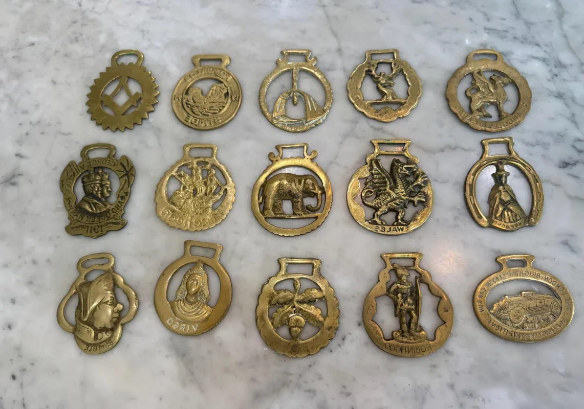 Horse Brass vintage Mutiple horse antique brass British medallions sold by ThePopStyle