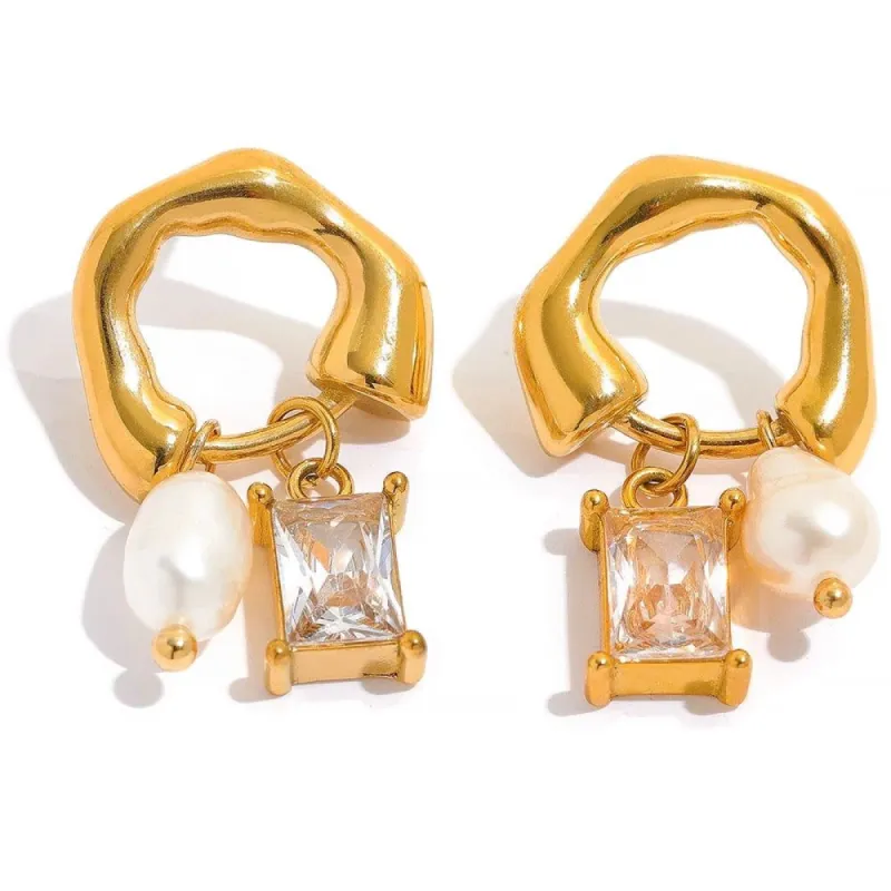 Pearl and Stone Earrings sold by House of Bling