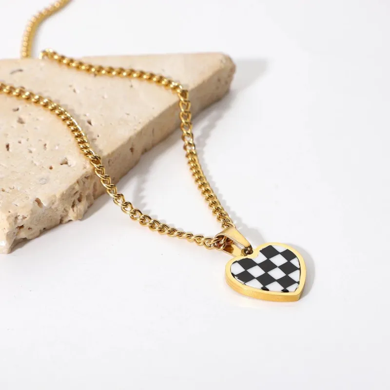 Checker Black Necklace sold by House of Bling