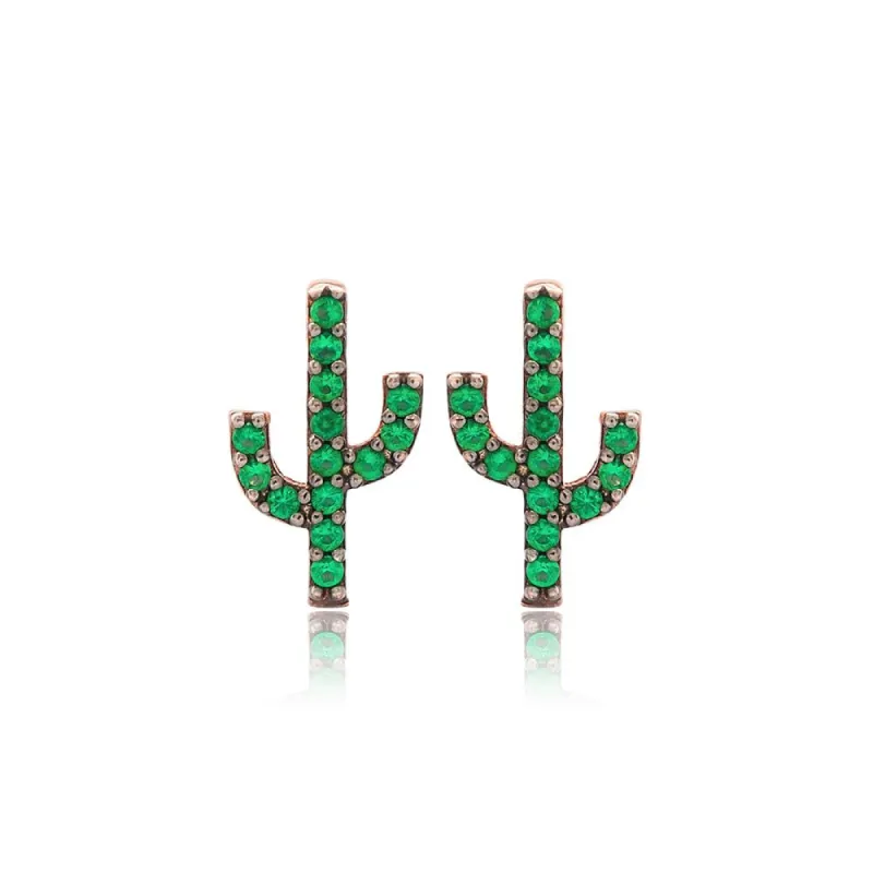 Emerald Cactus Stud Earrings sold by House of Bling