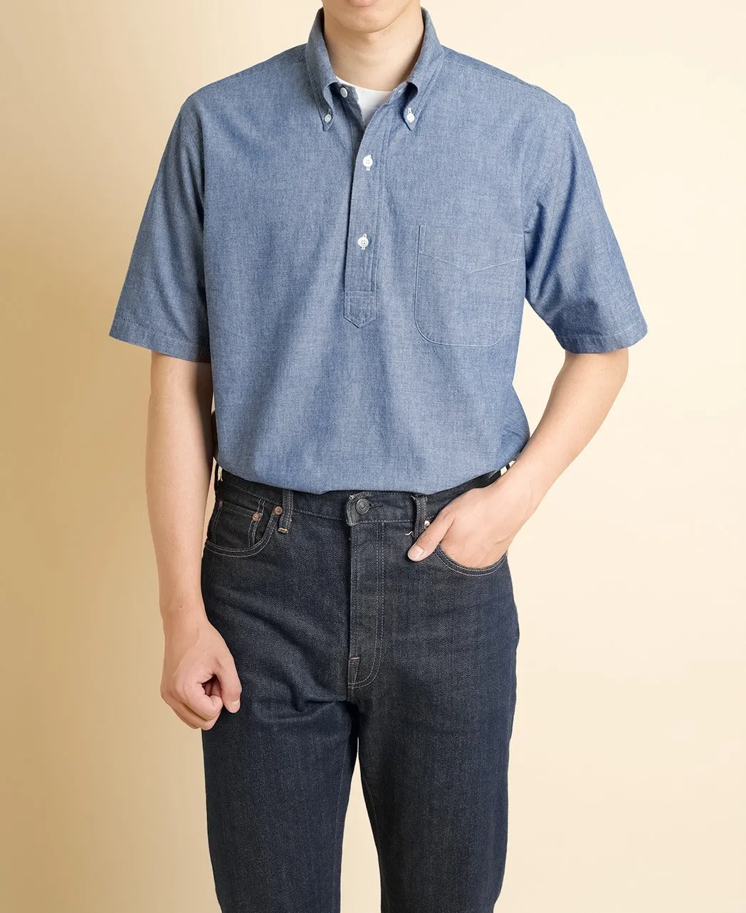 VINTAGE IVY BD POPOVER 5.5oz Blue Chambray sold by Kamakura product image thumbnail 2