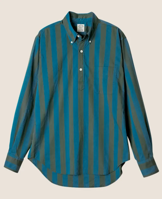 Vintage Ivy Olive green and Blue Stripe Popover sold by Kamakura