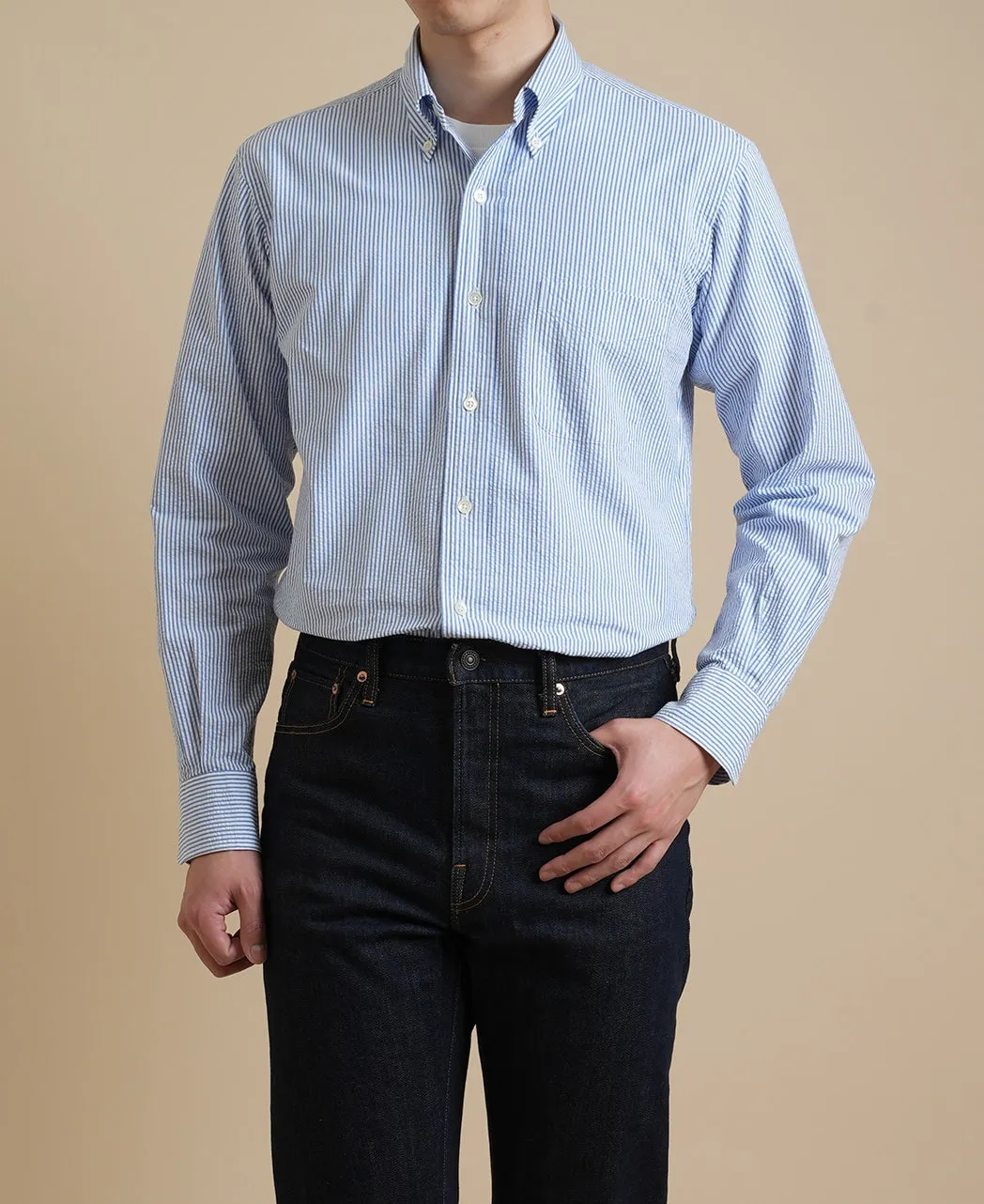 VINTAGE IVY BUTTON-DOWN SEERSUCKER STRIPE sold by Kamakura product image thumbnail 2