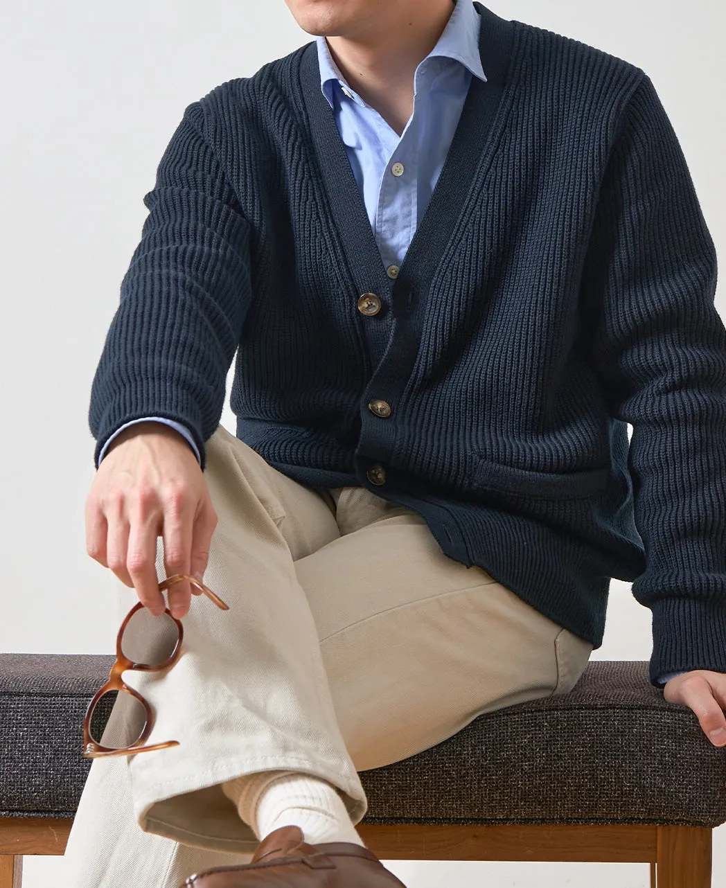 7 Gauge Ribbed Knit Cardigan sold by Kamakura product image thumbnail 2