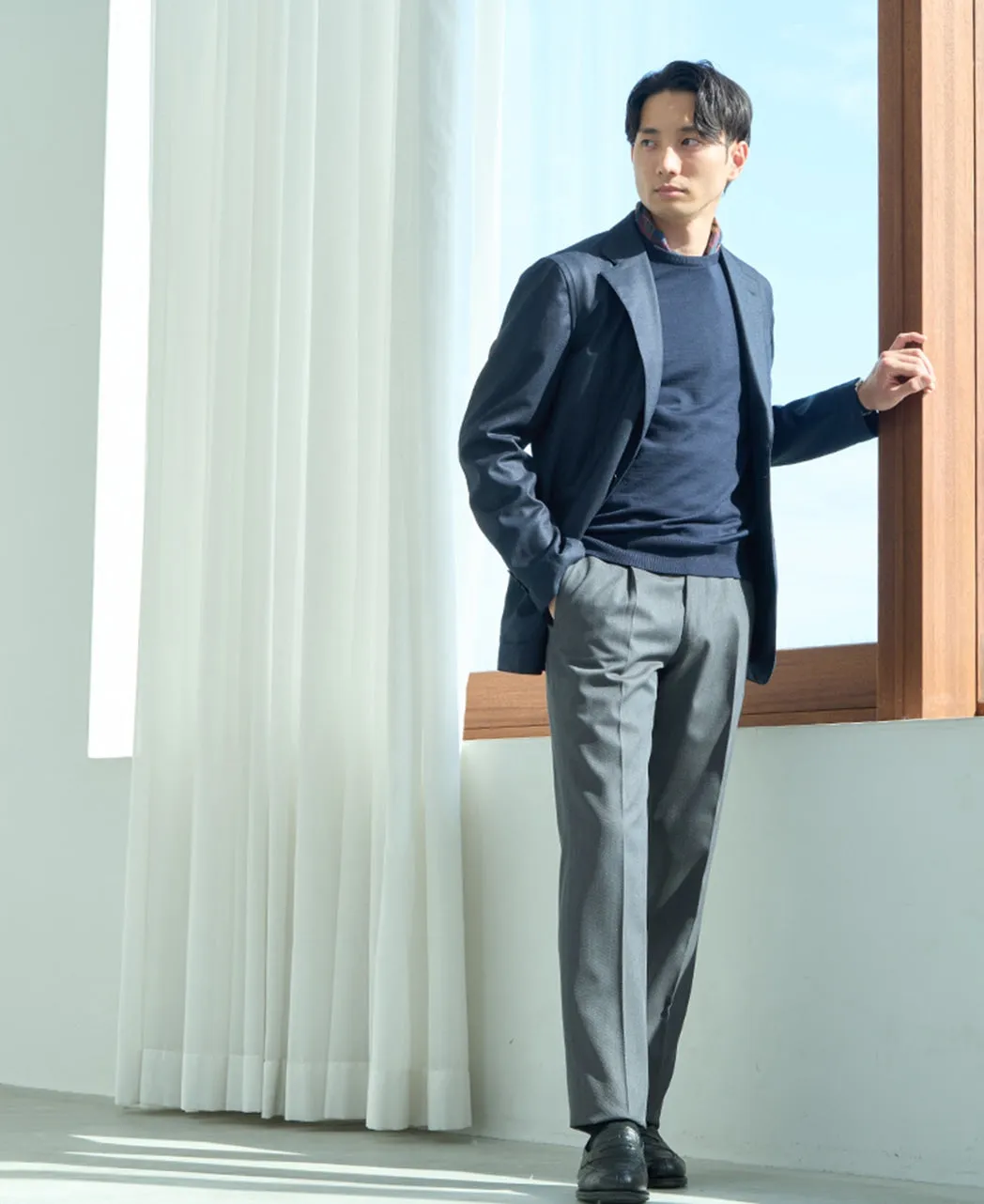 TECH WOOL Slacks single pleat sold by Kamakura product image thumbnail 3