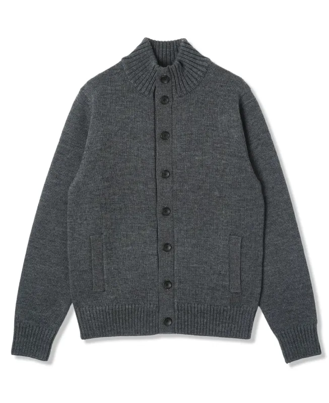 Stand Collar Cardigan - Extra Fine Merino sold by Kamakura