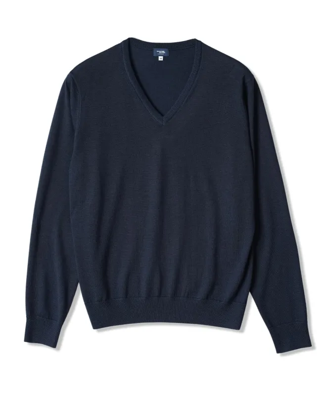 FF30G V-Neck Sweater Super Extra Fine Merino made by Kamakura