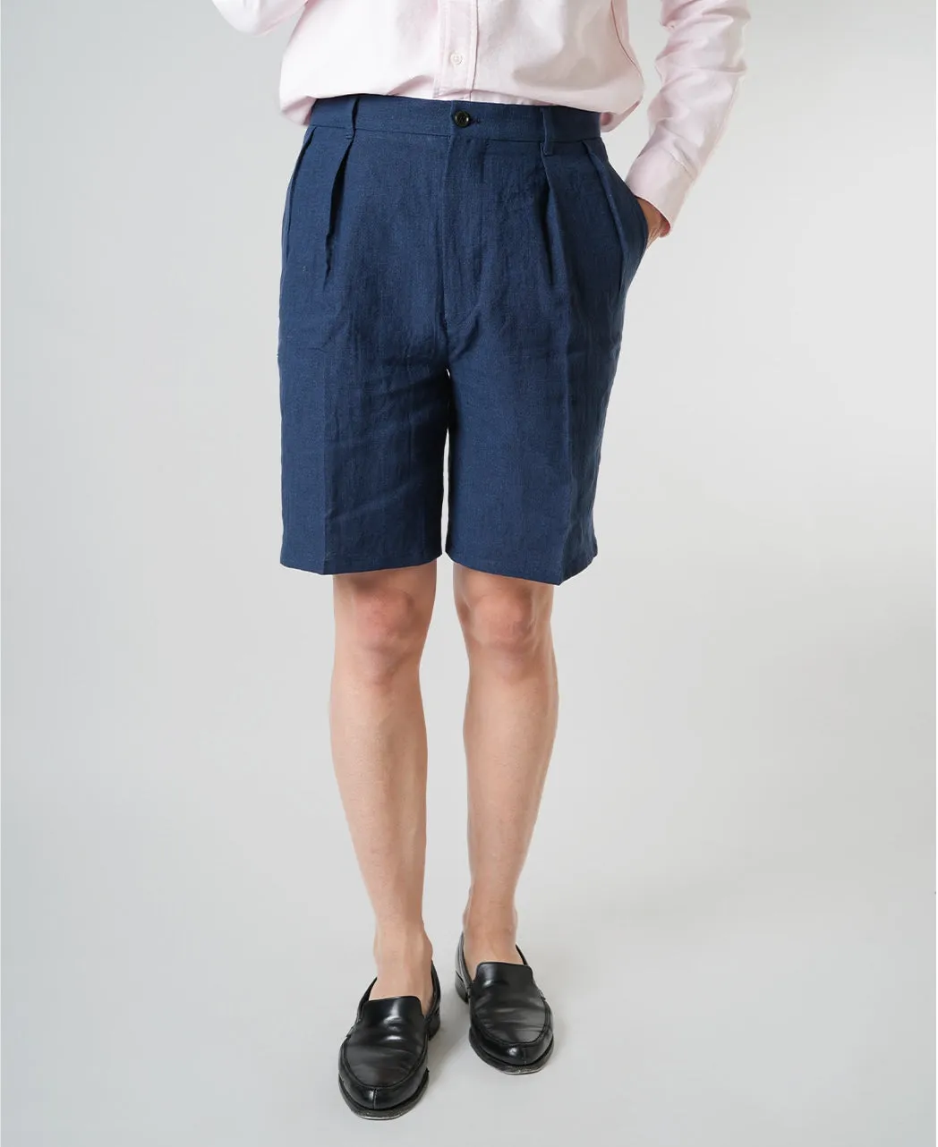 EXTRA HEAVY NAVY BLUE LINEN SHORT PANTS sold by Kamakura product image thumbnail 4