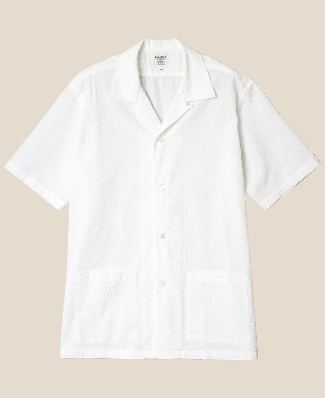 SHONAN BEACH SHIRT WHITE SEERSUCKER sold by Kamakura