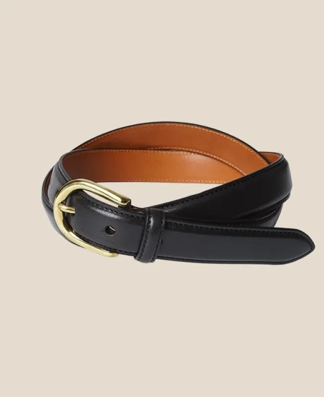 HORSESHOE BUCKLE SLIM LEATHER BELT made by Kamakura