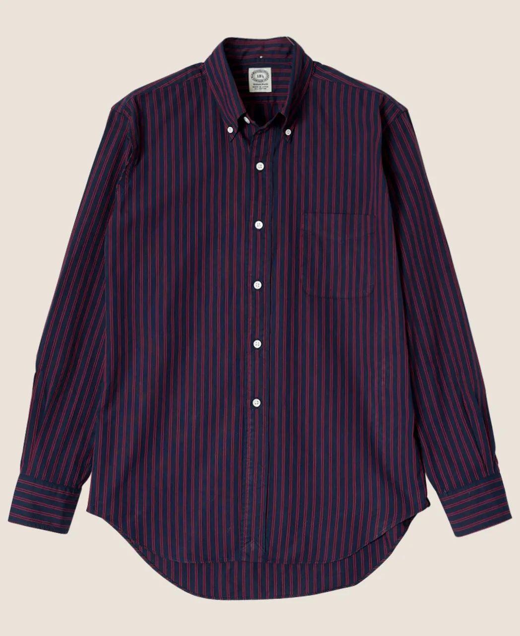 【Final Sale】VINTAGE IVY NAVY BLUE WITH RED TRACKED STRIPE BUTTON-DOWN sold by Kamakura
