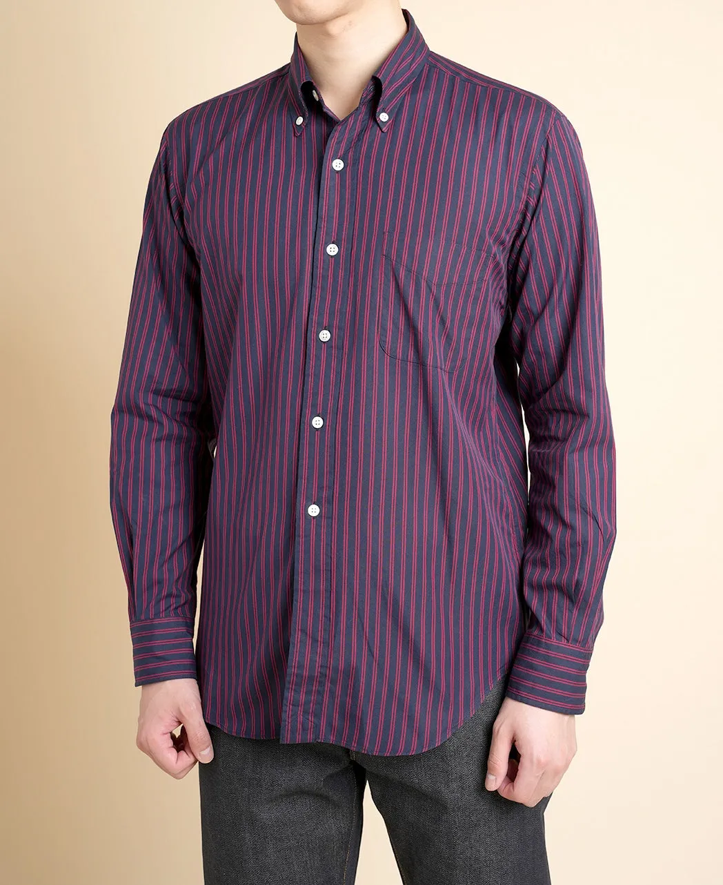 【Final Sale】VINTAGE IVY NAVY BLUE WITH RED TRACKED STRIPE BUTTON-DOWN sold by Kamakura product image thumbnail 3