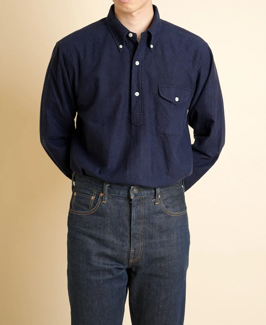 VINTAGE IVY BRUSHED NAVY OXFORD SHIRT sold by Kamakura product image thumbnail 2