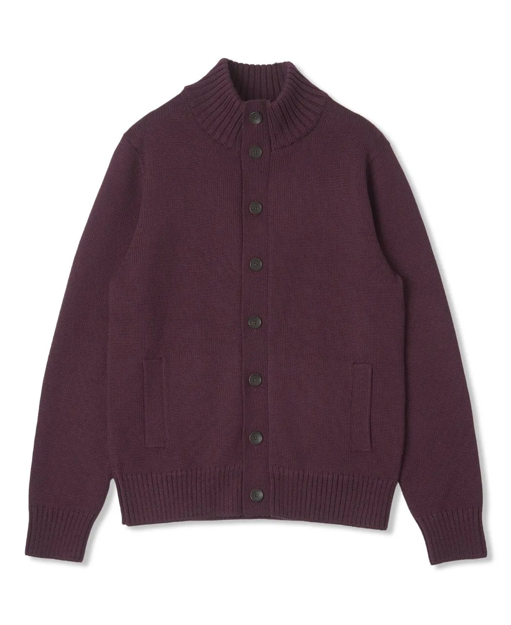Stand Collar Cardigan Extra Fine Merino sold by Kamakura