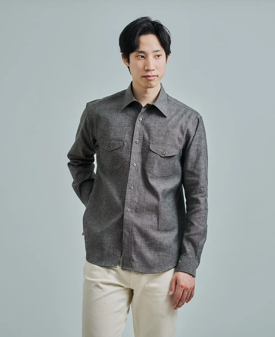 Casual Shirt Double Pocket Black Chambray sold by Kamakura product image thumbnail 2