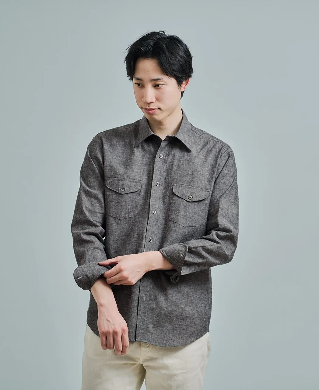Casual Shirt Double Pocket Black Chambray sold by Kamakura product image thumbnail 3