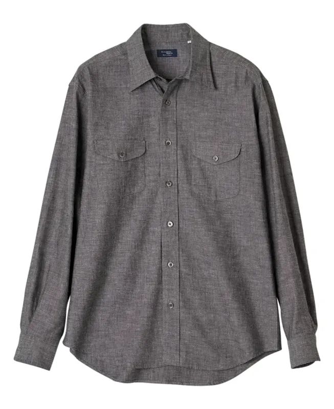Casual Shirt Double Pocket Black Chambray sold by Kamakura
