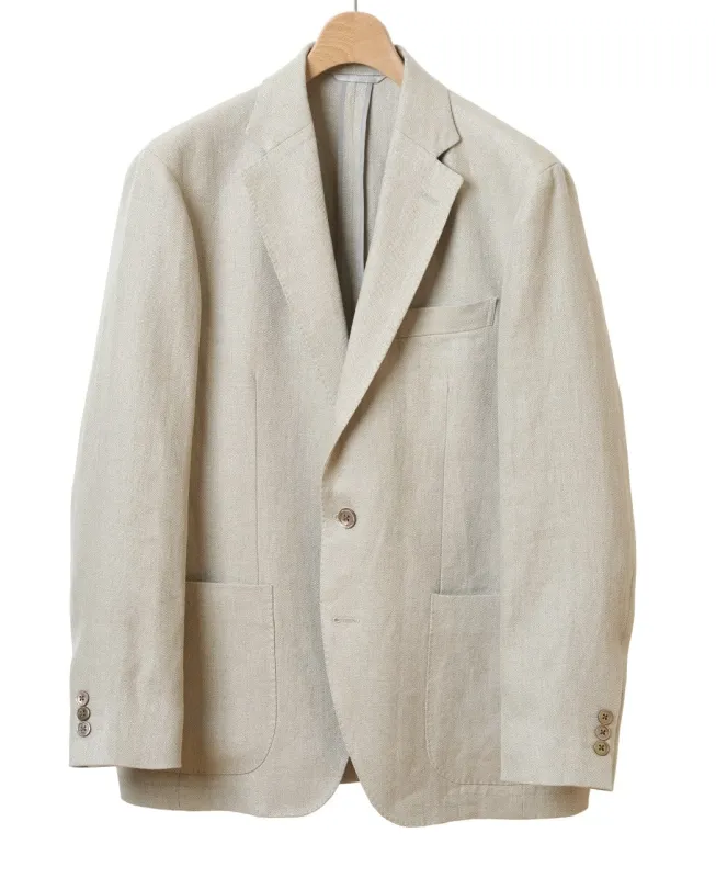 Linen Herringbone Comfort Jacket made by Kamakura