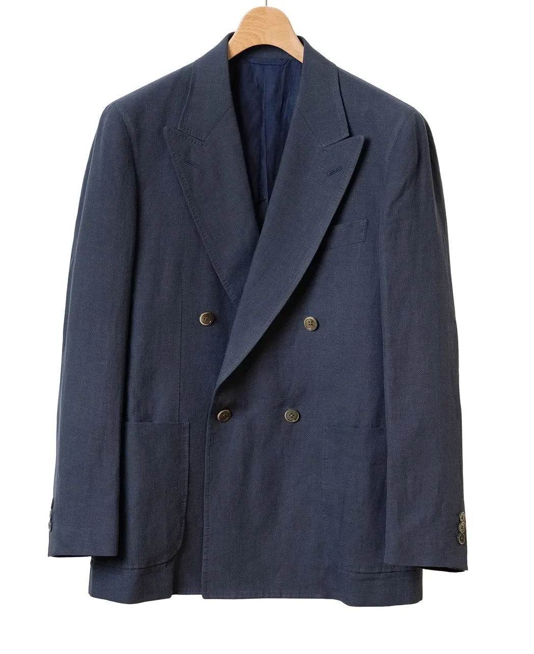 LIBECO Belgian Linen Double-Breasted 4-Button Jacket sold by Kamakura