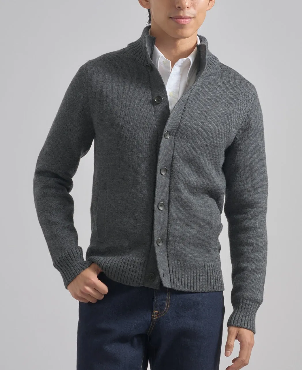 Extra-Fine Merino Stand-Collar Cardigan sold by Kamakura product image thumbnail 2