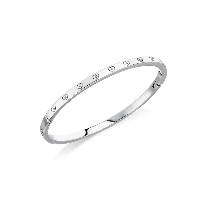 Crystal Heart Bangle (Silver) - Worth £69 sold by Abbott Lyon