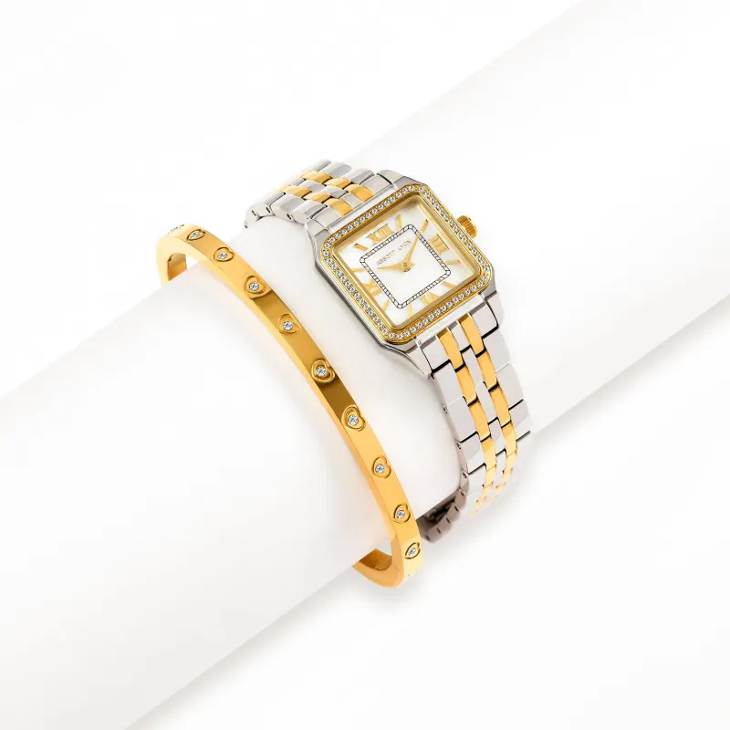 Essence Pavé Watch & Bracelet Set (Two Tone) sold by Abbott Lyon