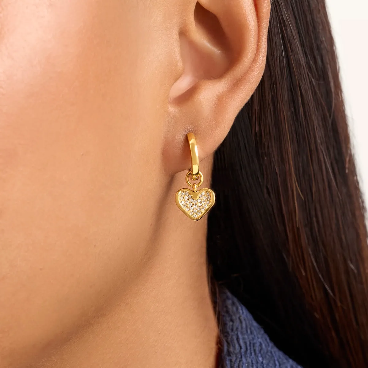 Pavé Heart Huggie Earrings (Gold) sold by Abbott Lyon product image thumbnail 2