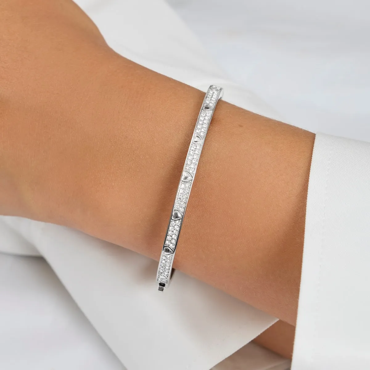 Mini Pavé Crystal Heart Bangle (Silver) sold by Abbott Lyon product image thumbnail 2