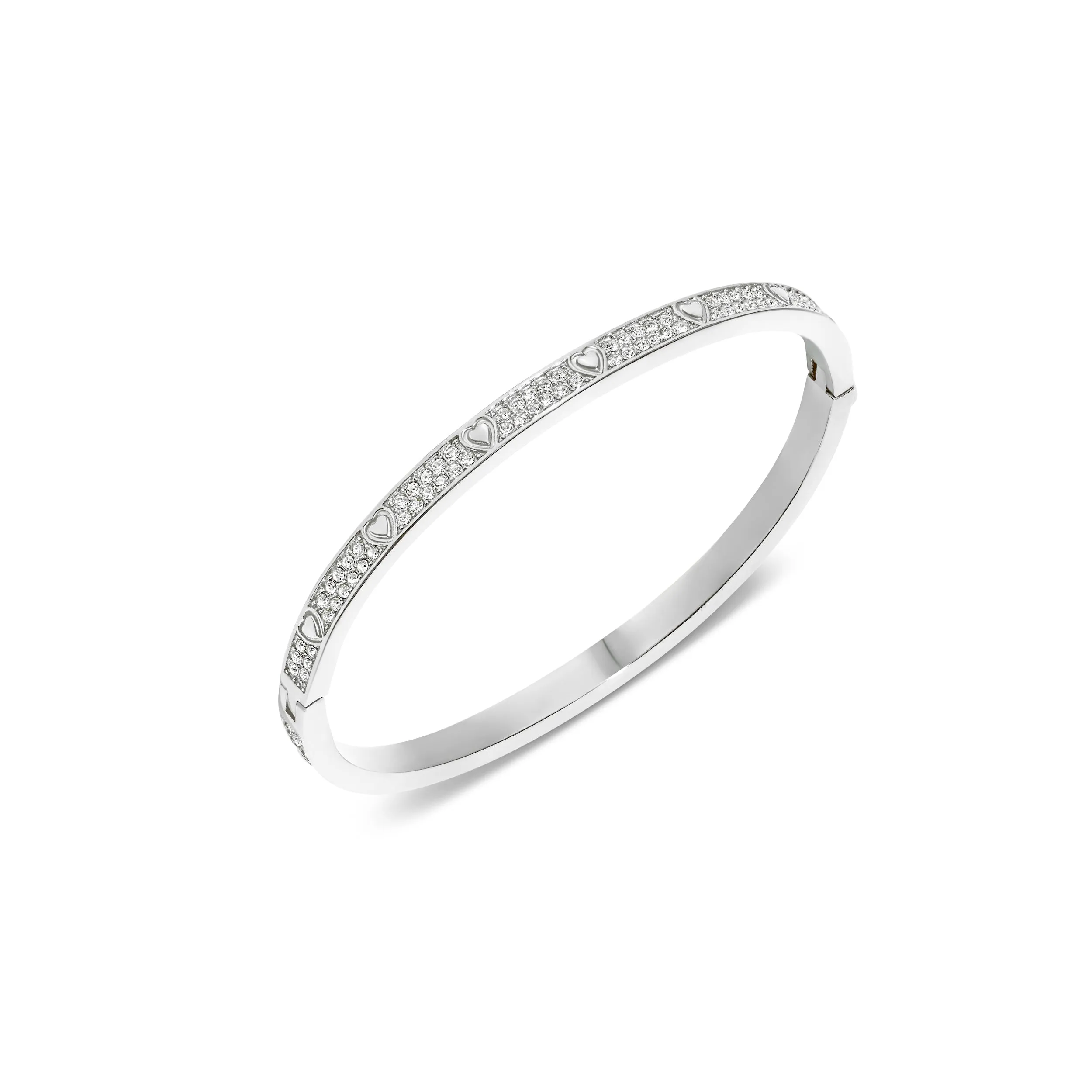 Mini Pavé Crystal Heart Bangle (Silver) sold by Abbott Lyon