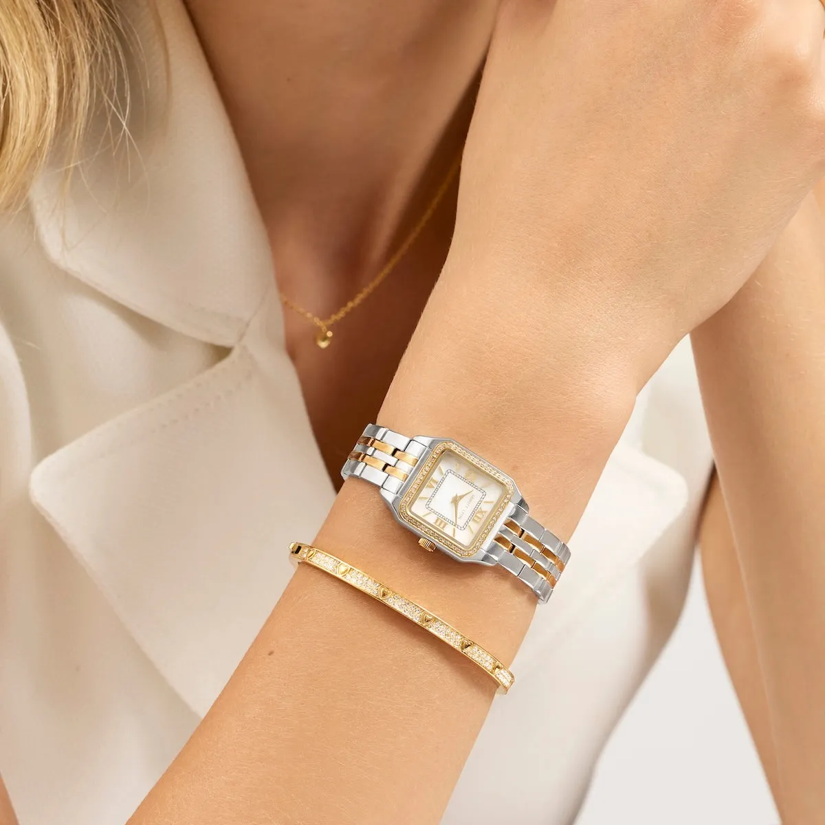 Mini Pavé Crystal Heart Bangle (Gold) sold by Abbott Lyon product image thumbnail 4