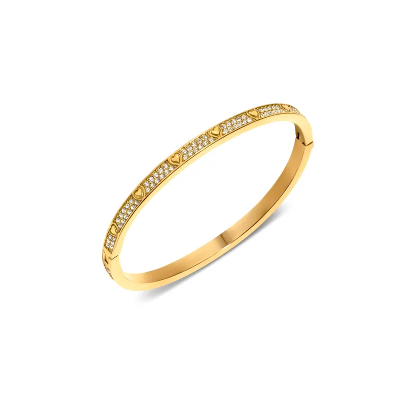 Mini Pavé Crystal Heart Bangle (Gold) sold by Abbott Lyon