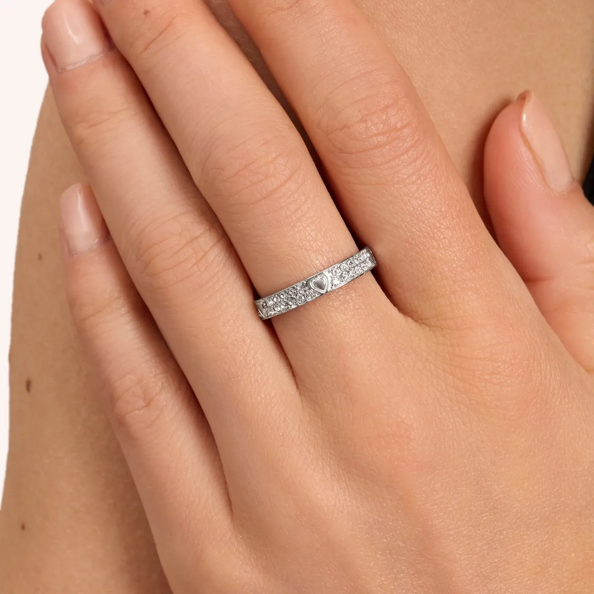 Pavé Crystal Heart Ring (Silver) sold by Abbott Lyon product image thumbnail 2