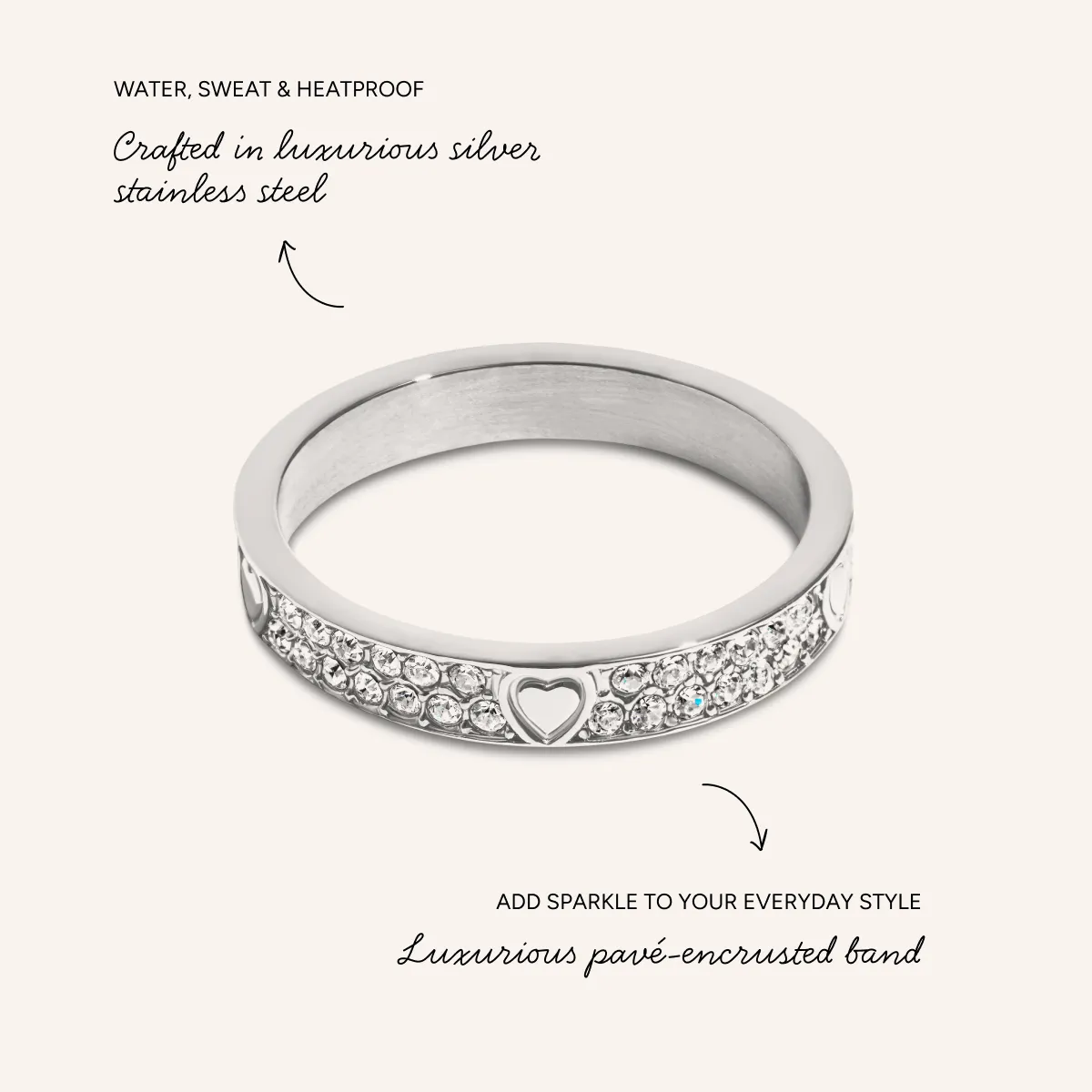 Pavé Crystal Heart Ring (Silver) sold by Abbott Lyon product image thumbnail 3