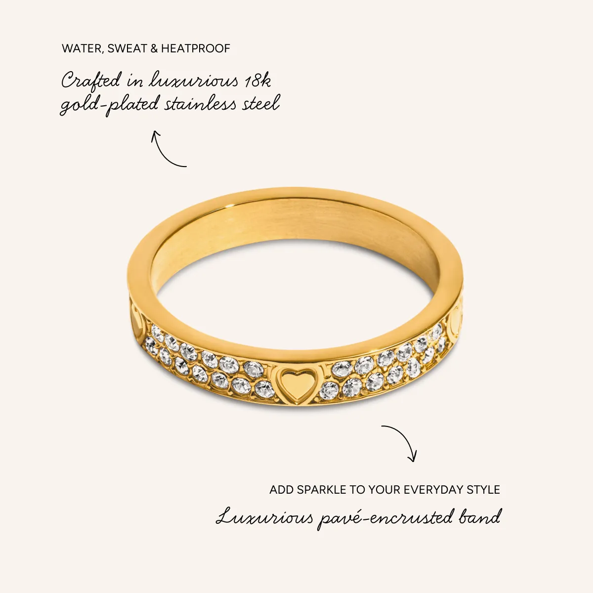 Pavé Crystal Heart Ring (Gold) sold by Abbott Lyon product image thumbnail 3