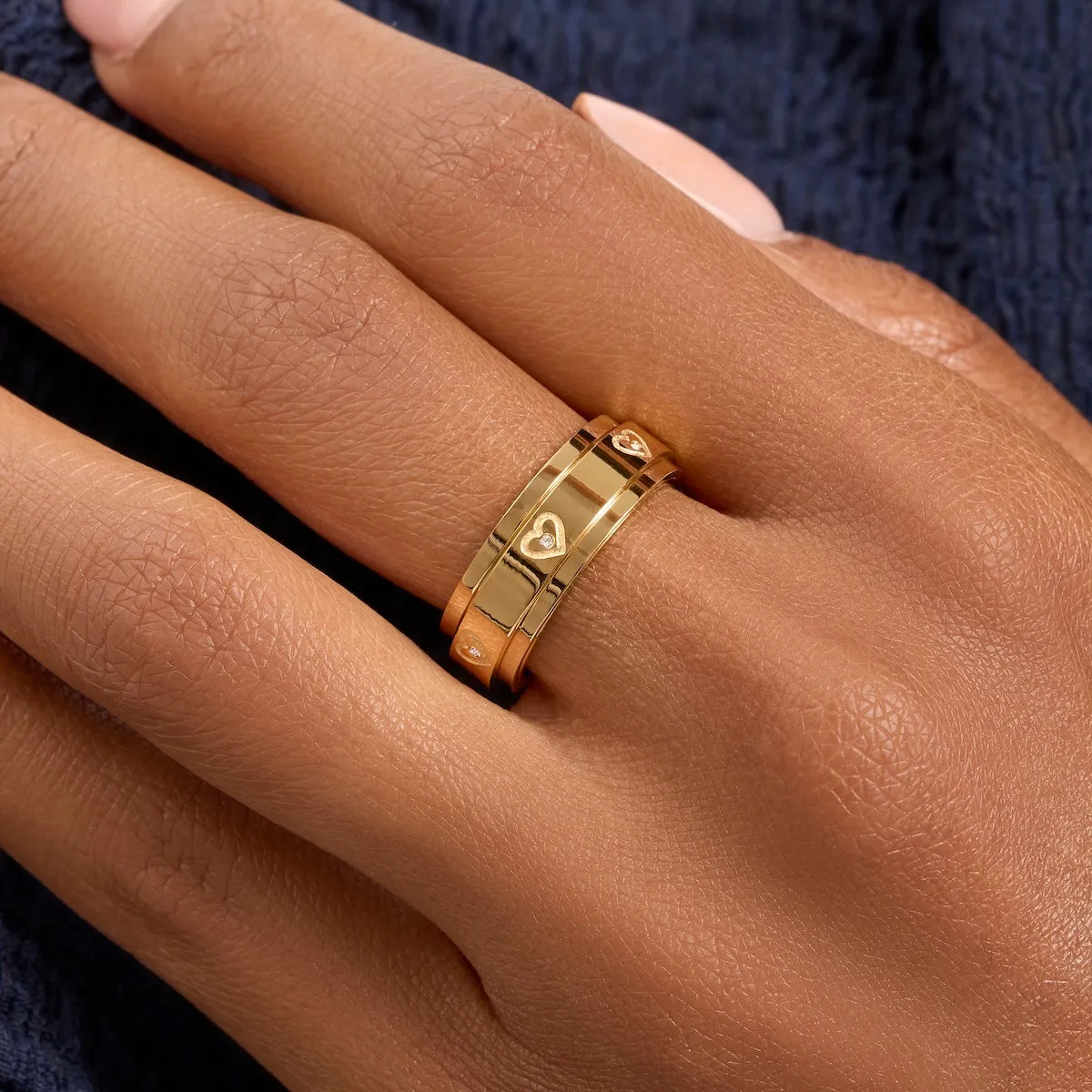 Crystal Heart Kinetic Fidget Ring (Gold) sold by Abbott Lyon product image thumbnail 2