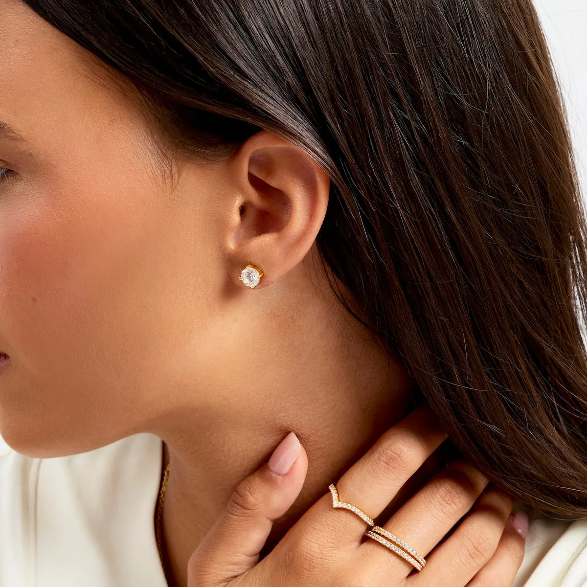 Round Solitaire Stud Earrings 1ct (Gold) sold by Abbott Lyon product image thumbnail 3