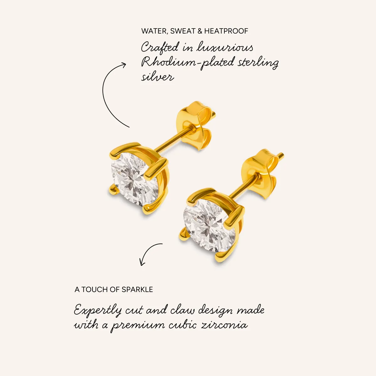 Round Solitaire Stud Earrings 1ct (Gold) sold by Abbott Lyon product image thumbnail 5