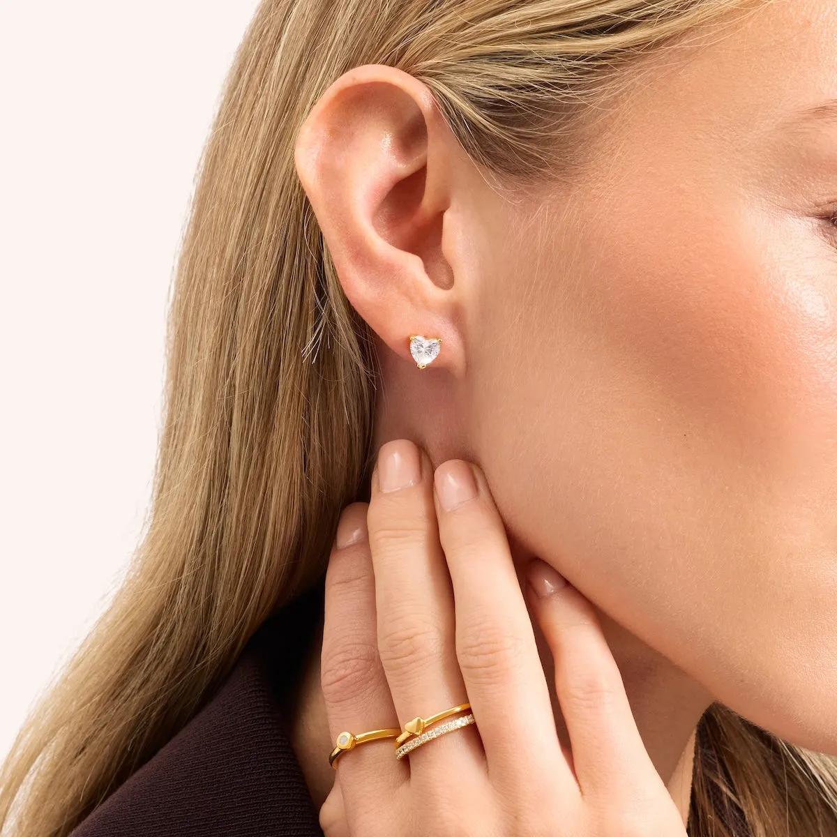 Heart Solitaire Stud Earrings 1ct (Gold) sold by Abbott Lyon product image thumbnail 3