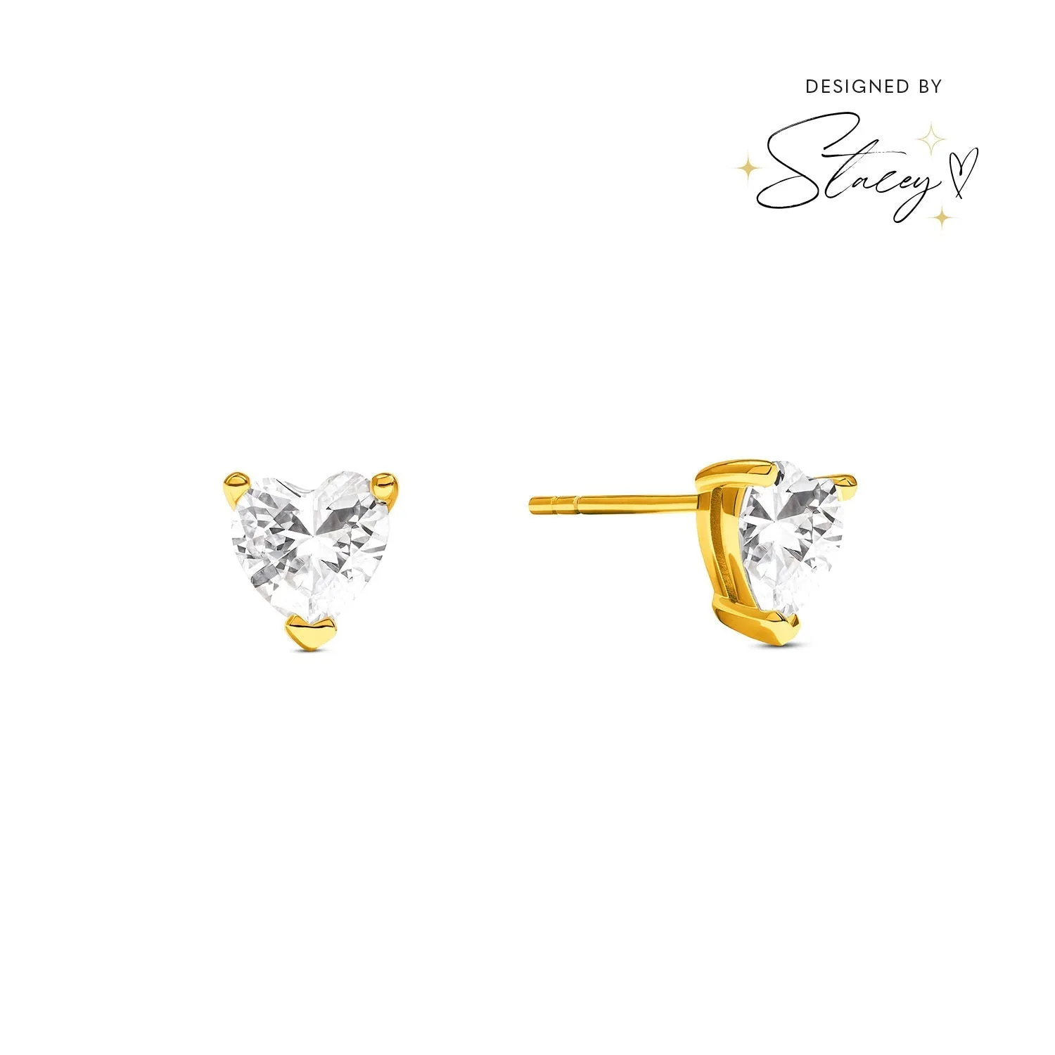 Heart Solitaire Stud Earrings 1ct (Gold) sold by Abbott Lyon