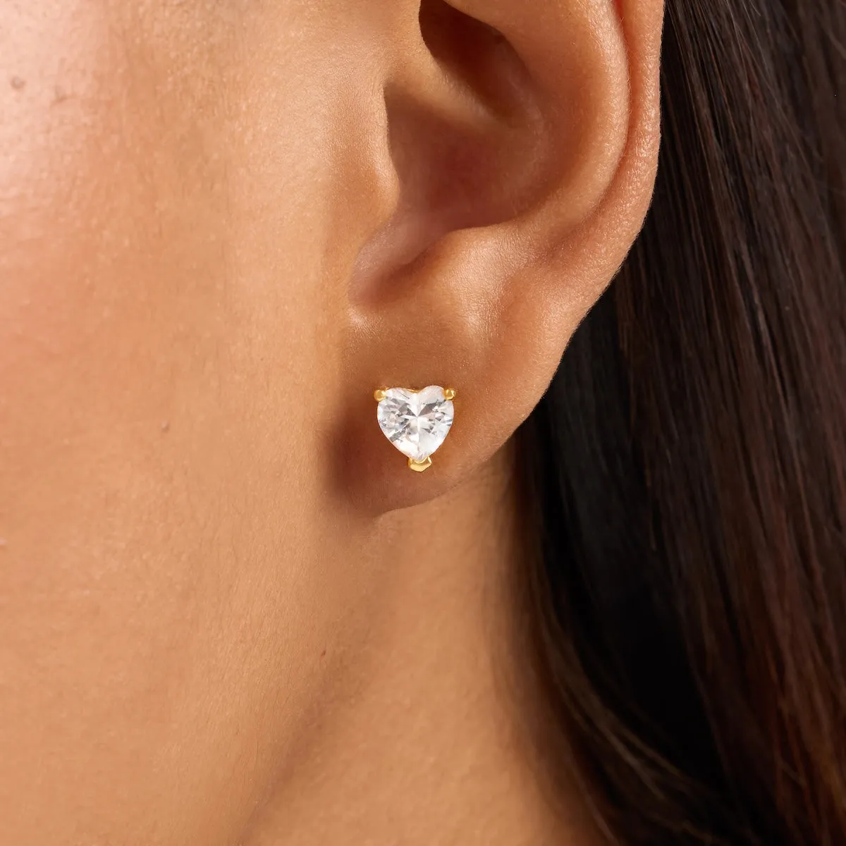 Heart Solitaire Stud Earrings 1ct (Gold) sold by Abbott Lyon product image thumbnail 2