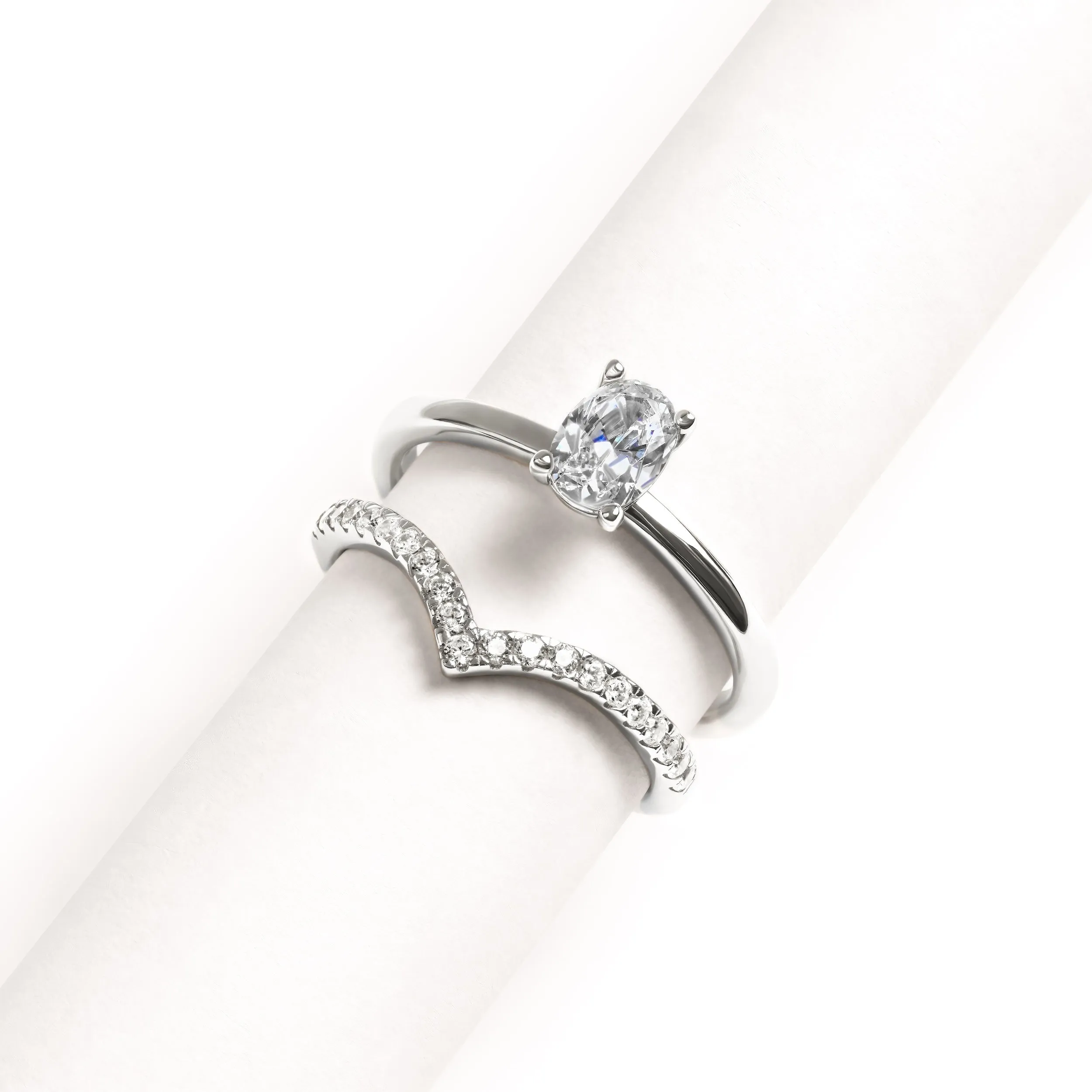 Oval Ring & Wishbone Stacking Set (Silver) sold by Abbott Lyon