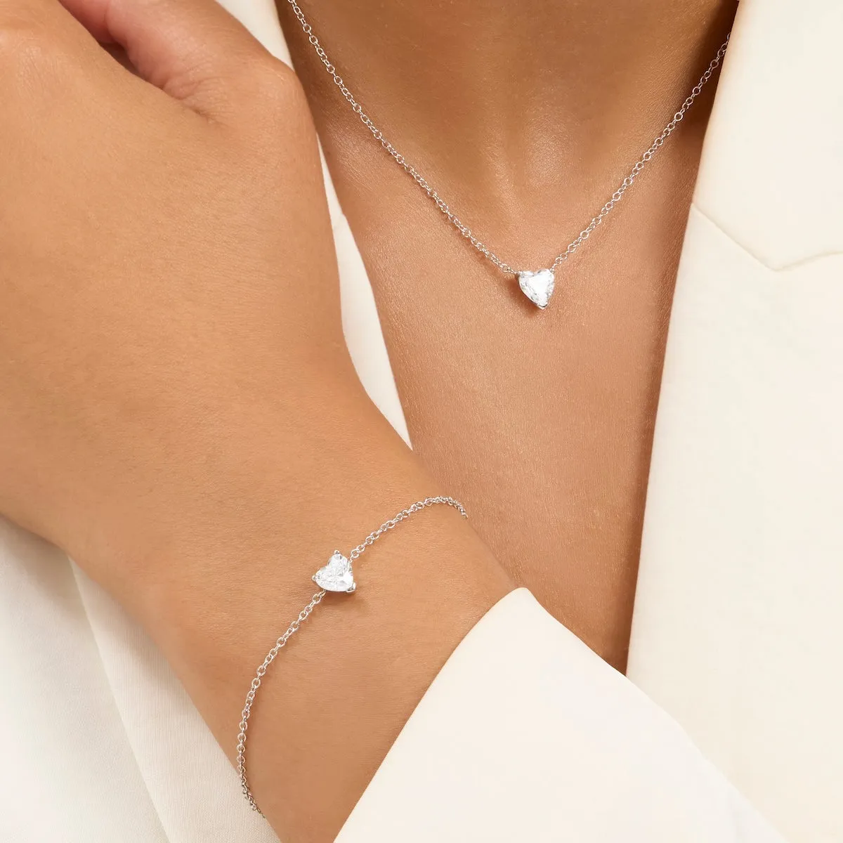 Heart Bracelet & Necklace Set (Silver) sold by Abbott Lyon product image thumbnail 2