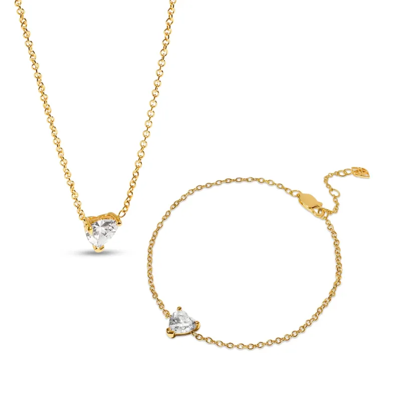 Heart Bracelet & Necklace Set (Gold) sold by Abbott Lyon