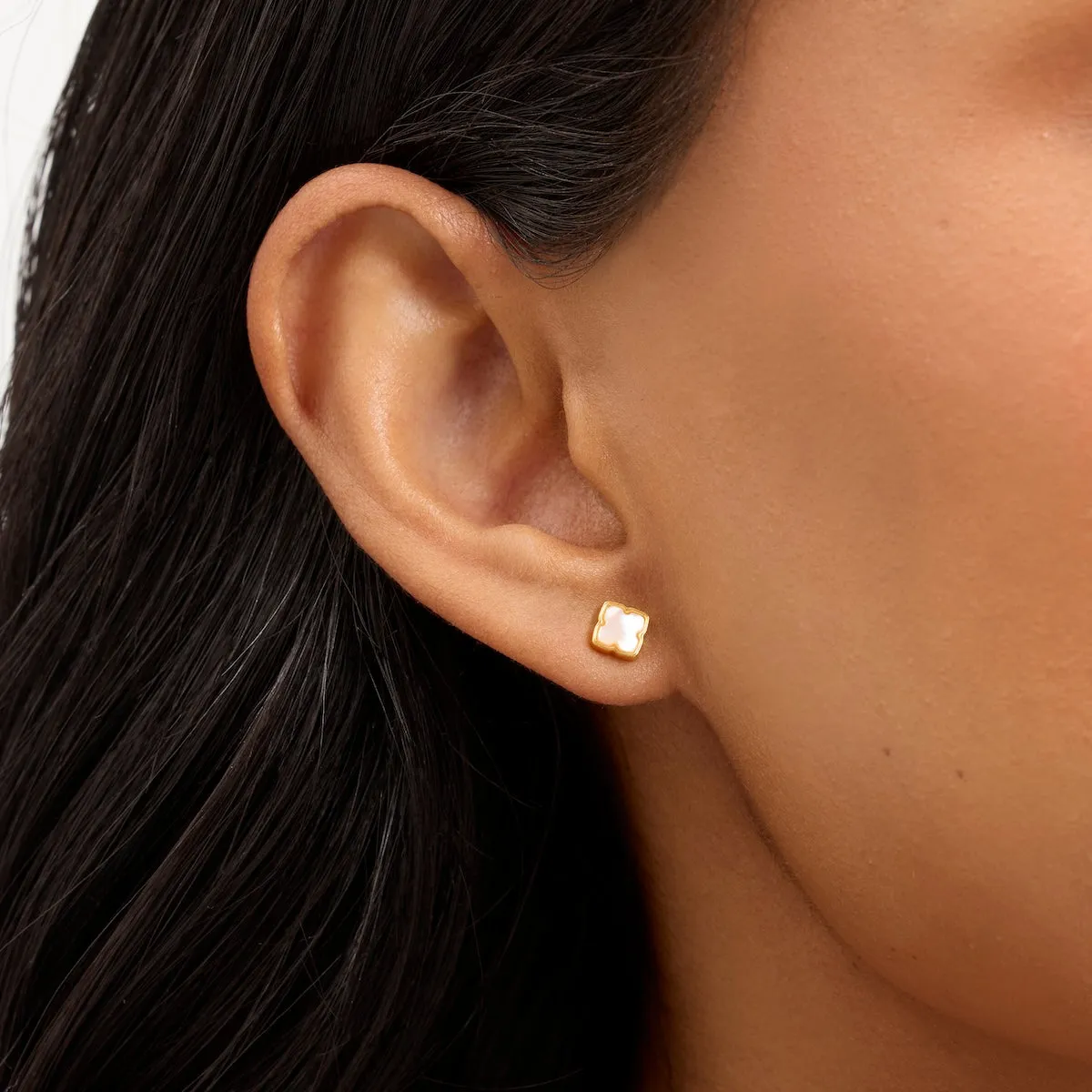 Fine Mini Pearl Clover Studs (Gold) sold by Abbott Lyon product image thumbnail 2