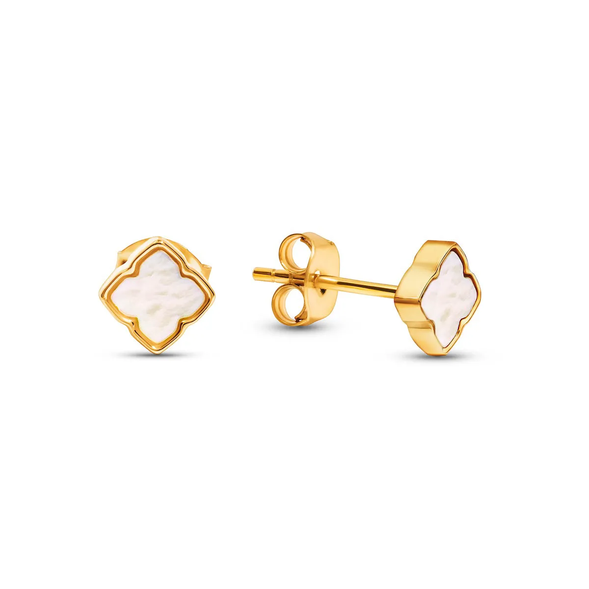 Fine Mini Pearl Clover Studs (Gold) sold by Abbott Lyon