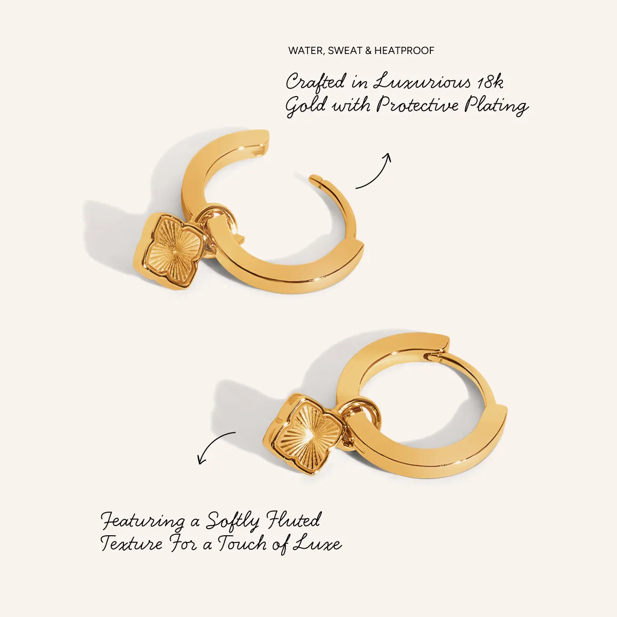 Fine Mini Fluted Clover Huggie Earrings (Gold) sold by Abbott Lyon product image thumbnail 4