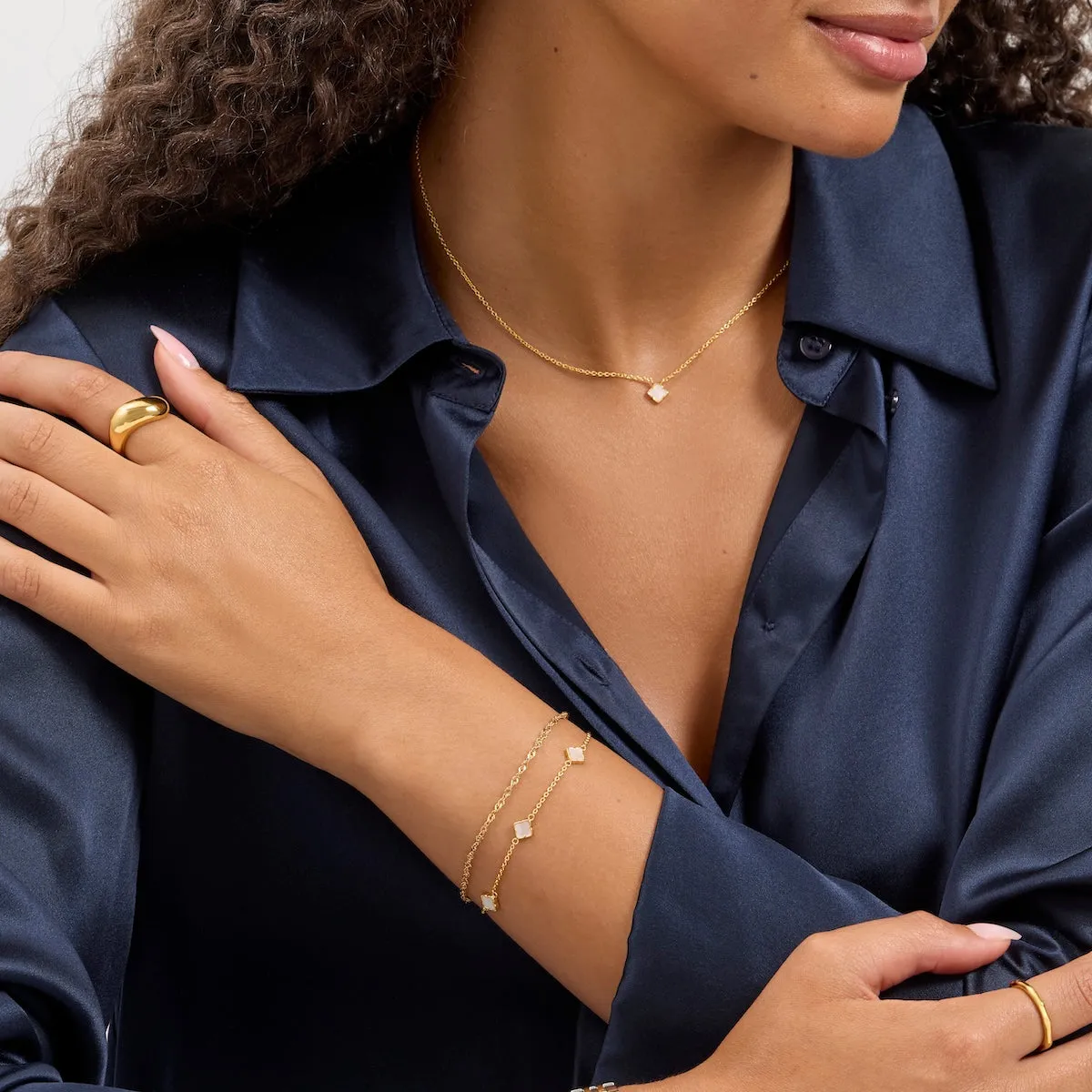 Fine Mini Pearl Multi Clover Bracelet (Gold) sold by Abbott Lyon product image thumbnail 3