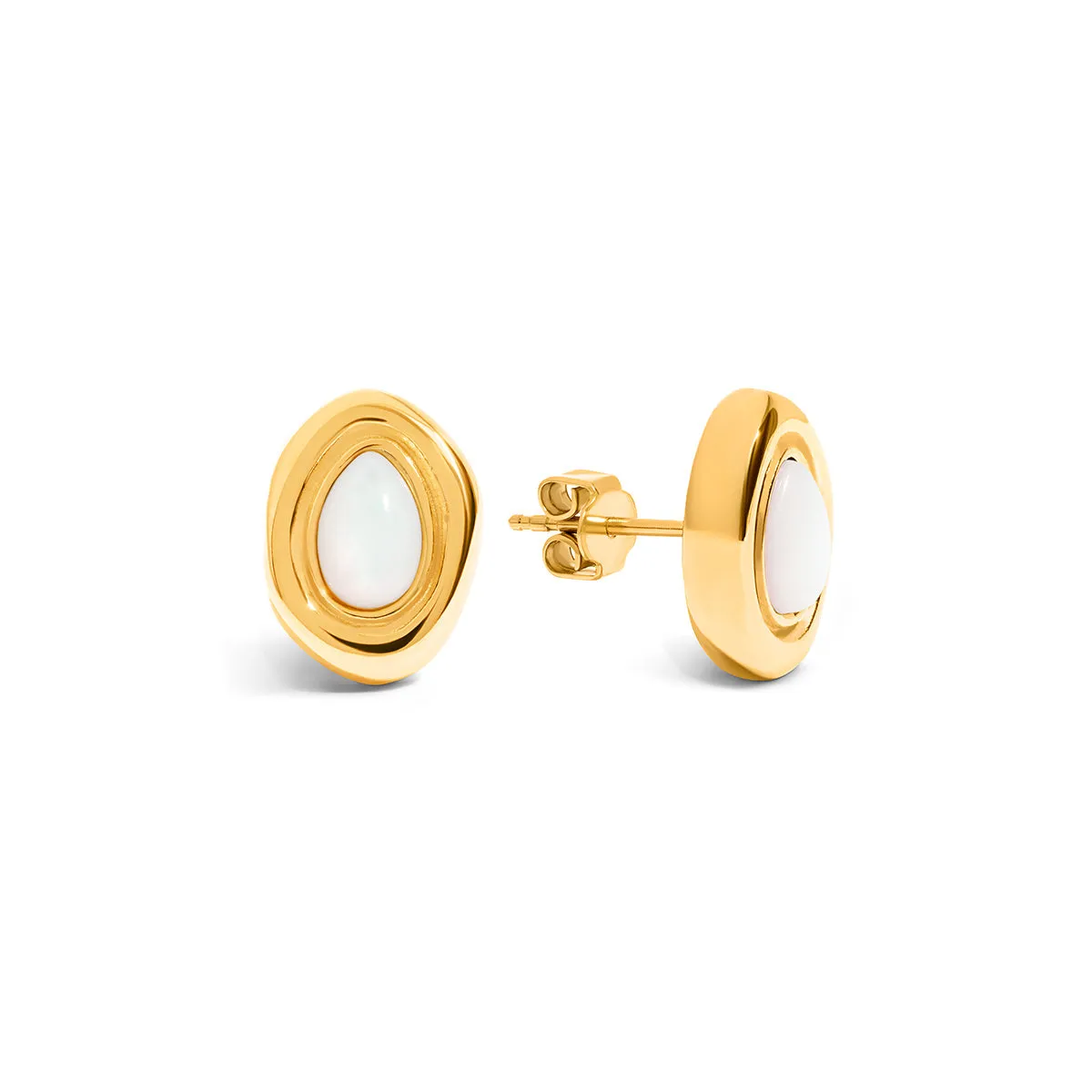 Pearl Molten Stud Earrings (Gold) sold by Abbott Lyon